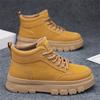 Autumn Men's Mid-top Tooling Shoes Outdoor British Casual Short Boots Live Broadcast Thick-soled Leather Rhubarb Martin Boots