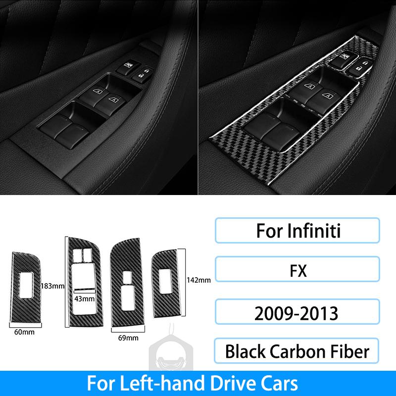 Для Infiniti FX 2009-2013 Рулевое колесо из углеродного волокна Радио Кондиционер Переключение передач Крышка подъемника окна Накладка Украшение