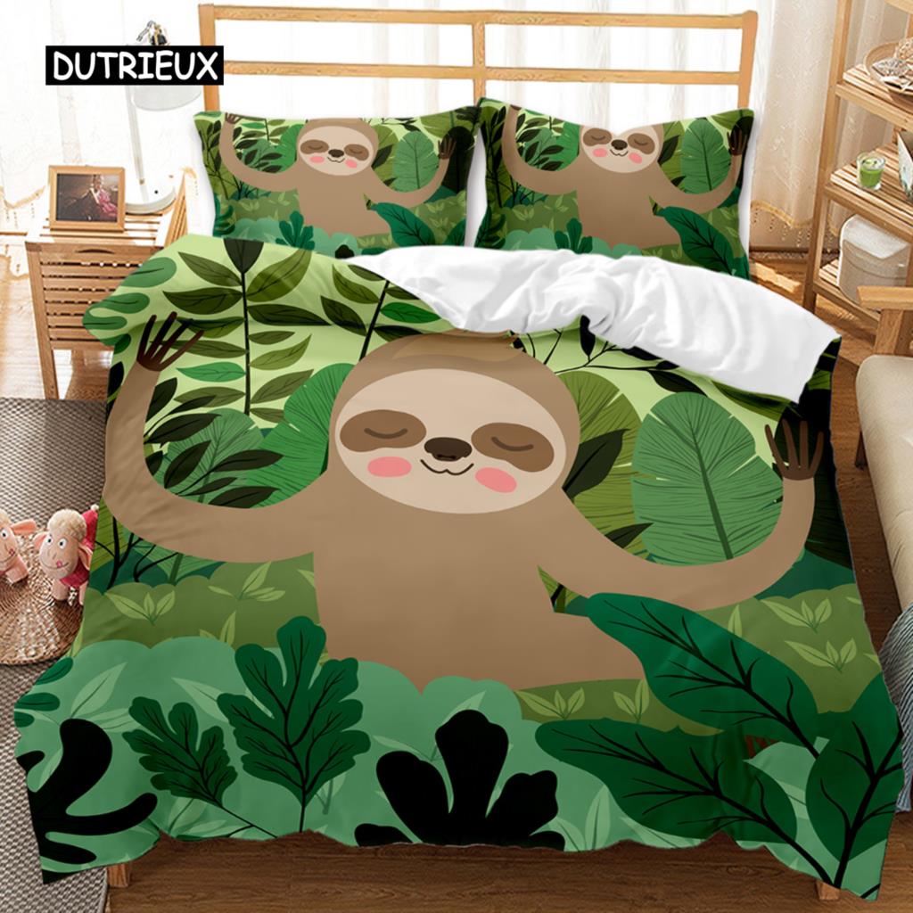 Комплект постельного белья Sloth Cartoon Space Sloth Комплект постельного белья Sloth Animal Одеяло-пододеяльник Double Queen King Size Полиэстеровое одеяло