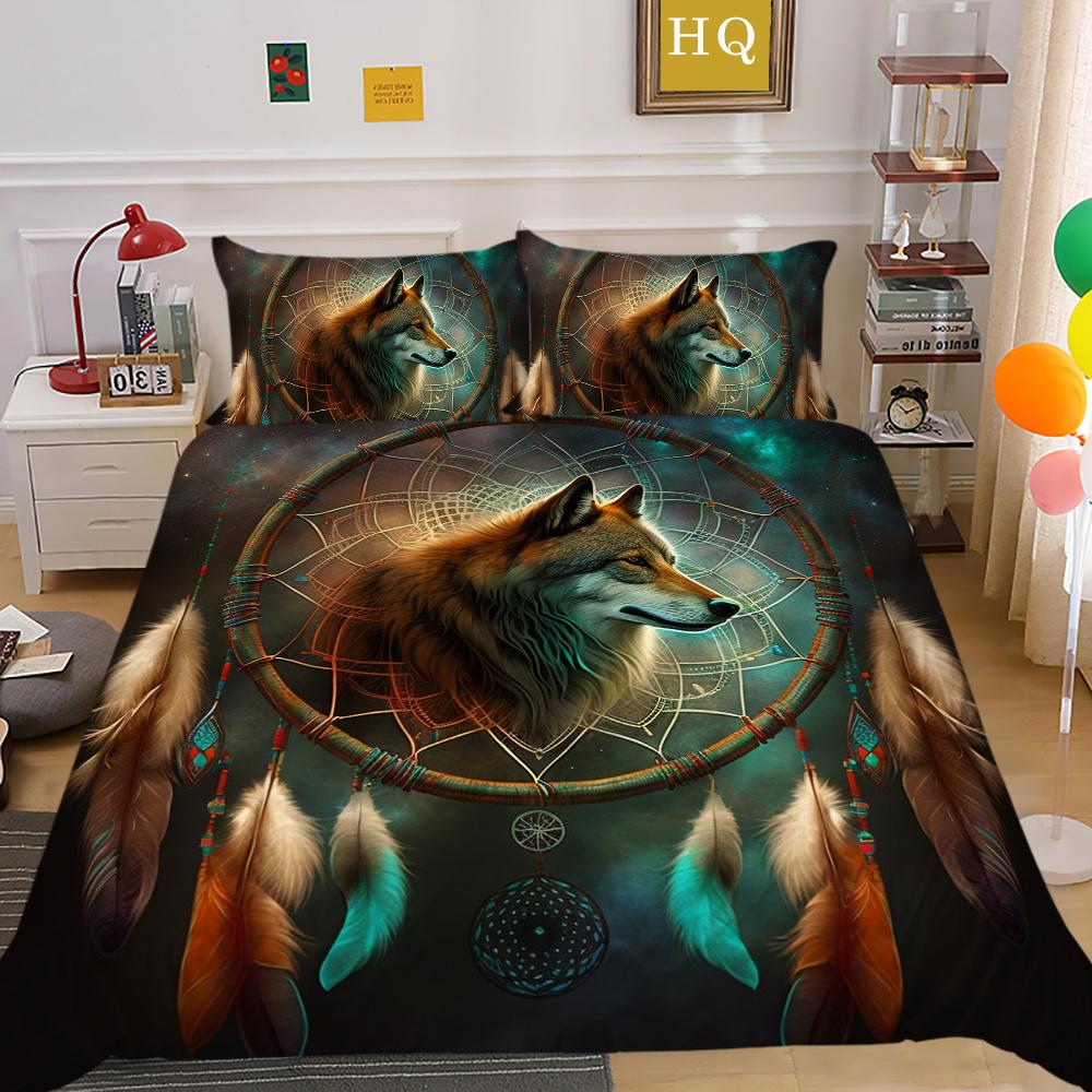 Пододеяльники с принтом волка King Size, комплект постельного белья из микрофибры, мужской мягкий высококачественный домашний текстиль