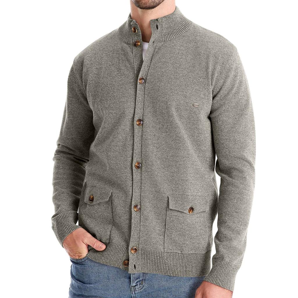 Men's Winter Long Sleeve Solid Color Sweater Jacket Men's Loose Solid Color Knitted Button Cardigan