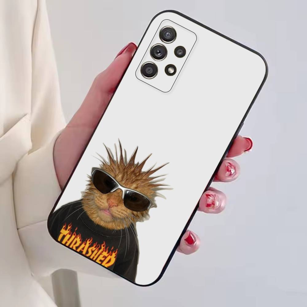 F-Funny Animal Cat  Phone Case Black Silicone Soft For Samsung S25,S24,S21,S22,S23,S30,Ultra,S20,Plus,Fe,Lite