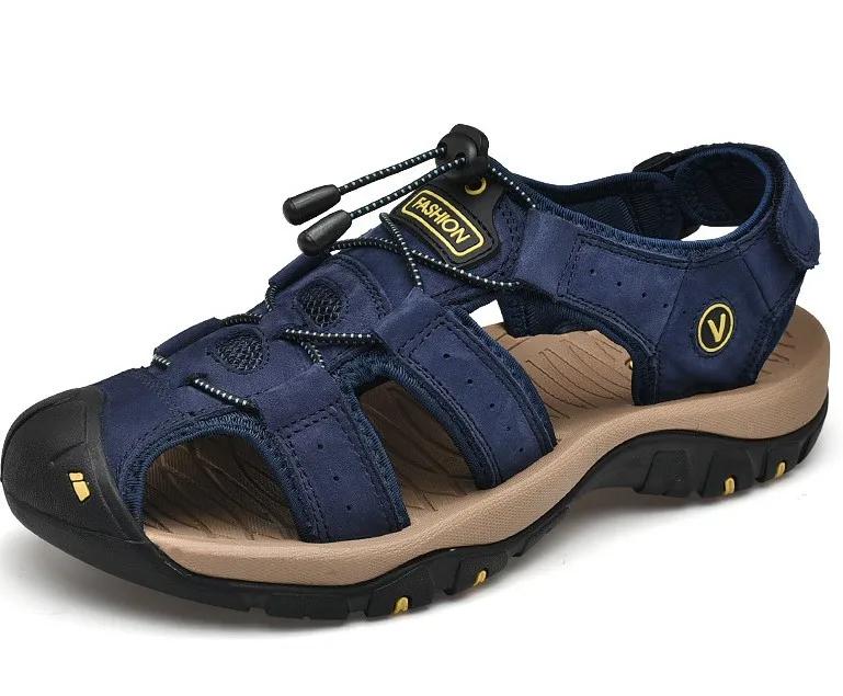 2024 Мужская обувь из натуральной кожи, летние новые мужские сандалии большого размера, мужские сандалии, модные сандалии, тапочки, большие размеры 38-47