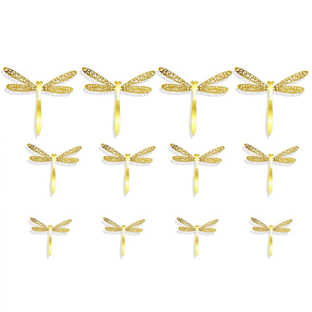 Вечеринка, свадьба, украшение дома, металлическая текстура, наклейки на стены, полые стрекозы, 3D наклейки со стрекозами