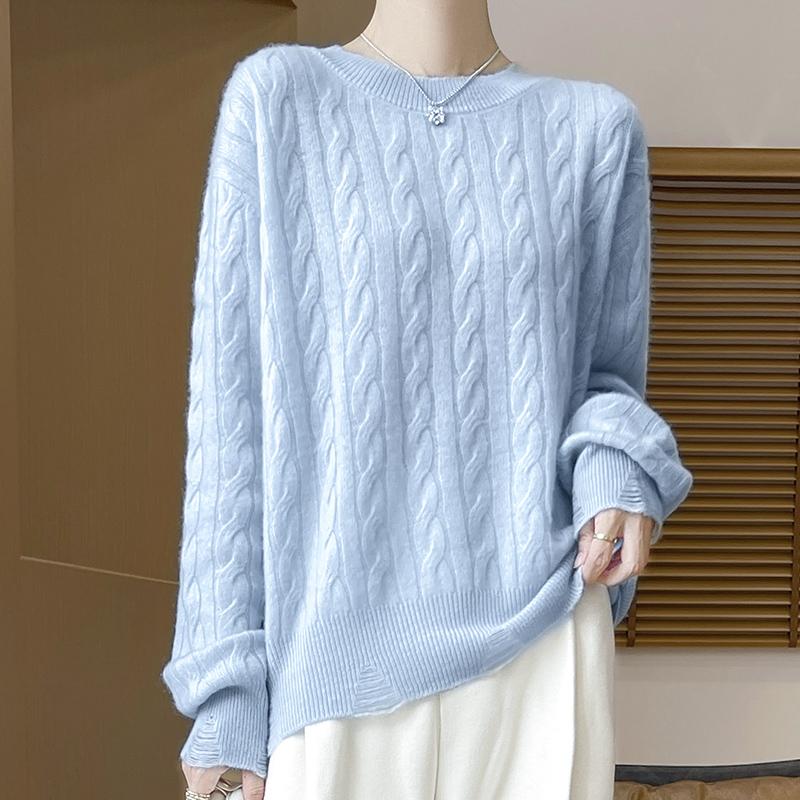 Женский кашемировый свитер Qinghe Cashmere 30% Кашемир 70% Шерсть Осенне-зимний кашемировый пуловер Мягкий и теплый