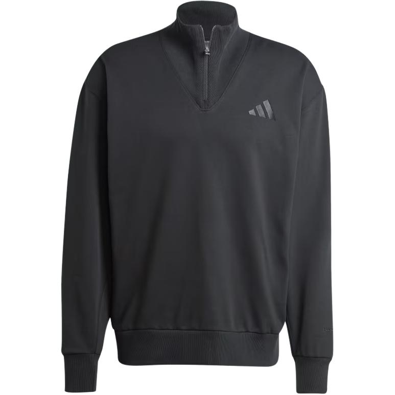 adidas Толстовка All Szn Fleece Quarter-Zip Crew, черная, мужская, уличная одежда IX1250
