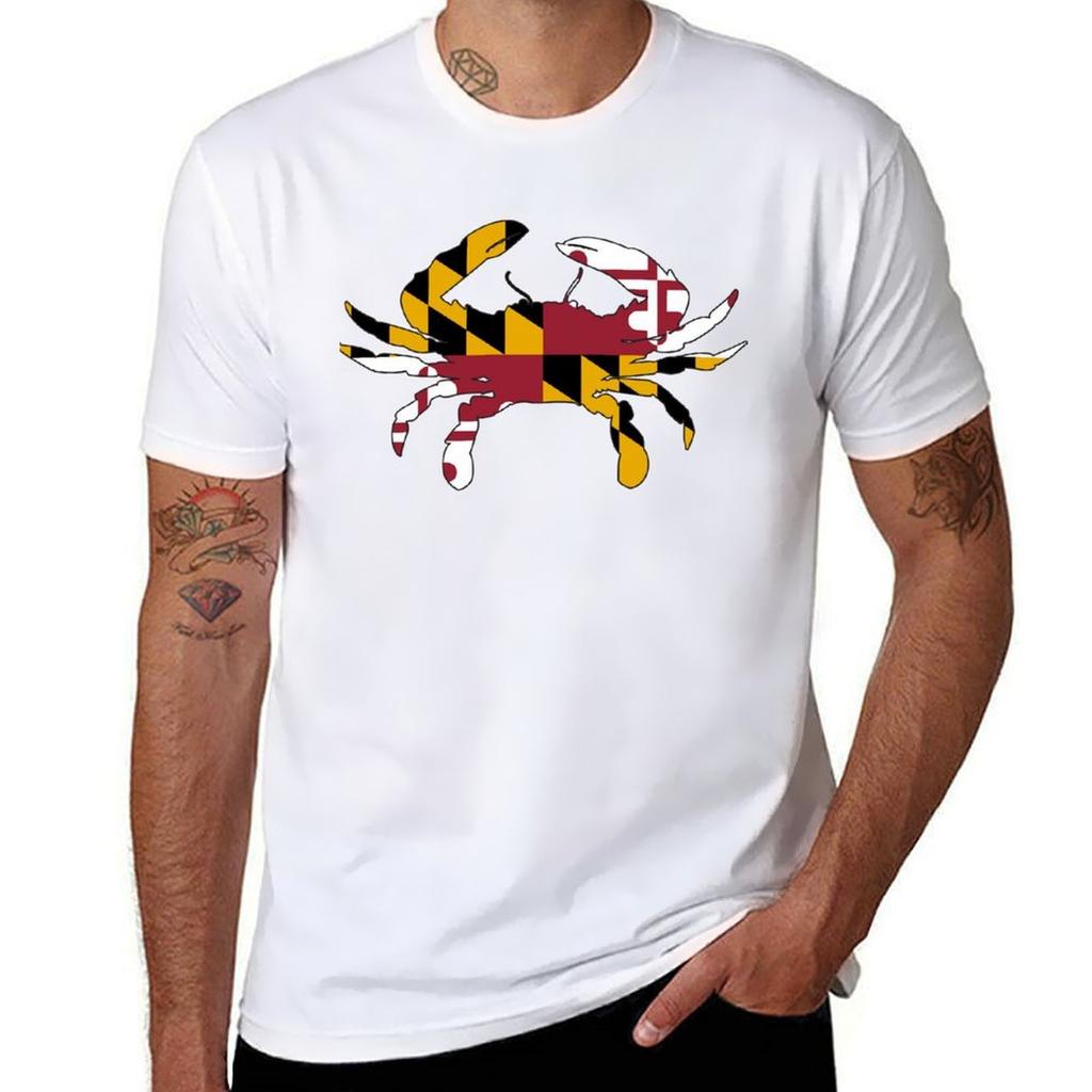 Maryland Flag Crab Tshirt Work Wear Lightweight Tee