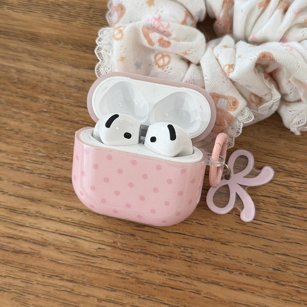 Cute Polka Dot Pink Bowknot Soft Protective Case For AirPods 1 2 3 4 Pro 2 Pro 3nd Generation Earphone Cover
