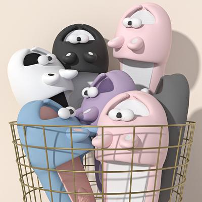 Женские тапочки с мультяшным кроликом, брендовые домашние напольные нескользящие пляжные сандалии на толстой подошве, Sandalias De Mujer, 2024