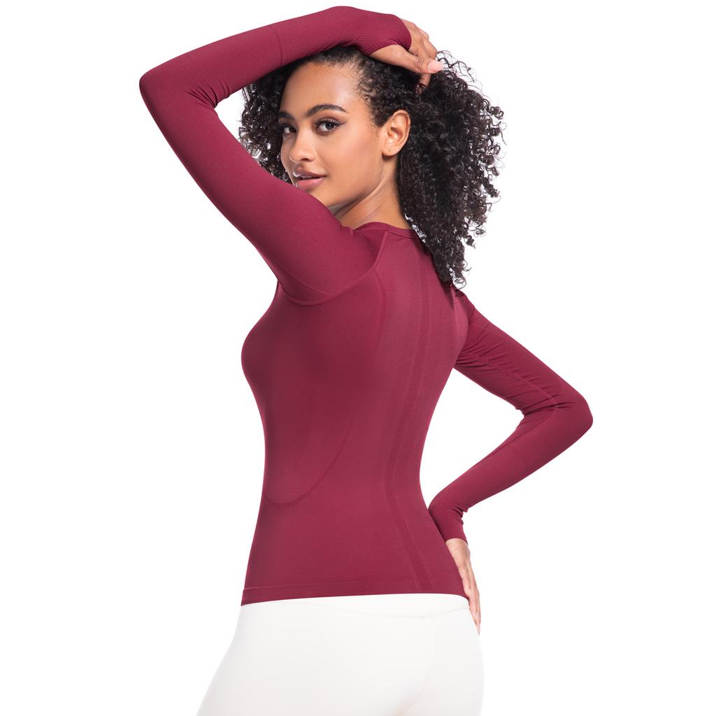 Auroth Long Sleeve Yoga Shirts With Thumb Hole Women Gym Sports Top Solid Color Running Slim Stretch Fitness Shirts