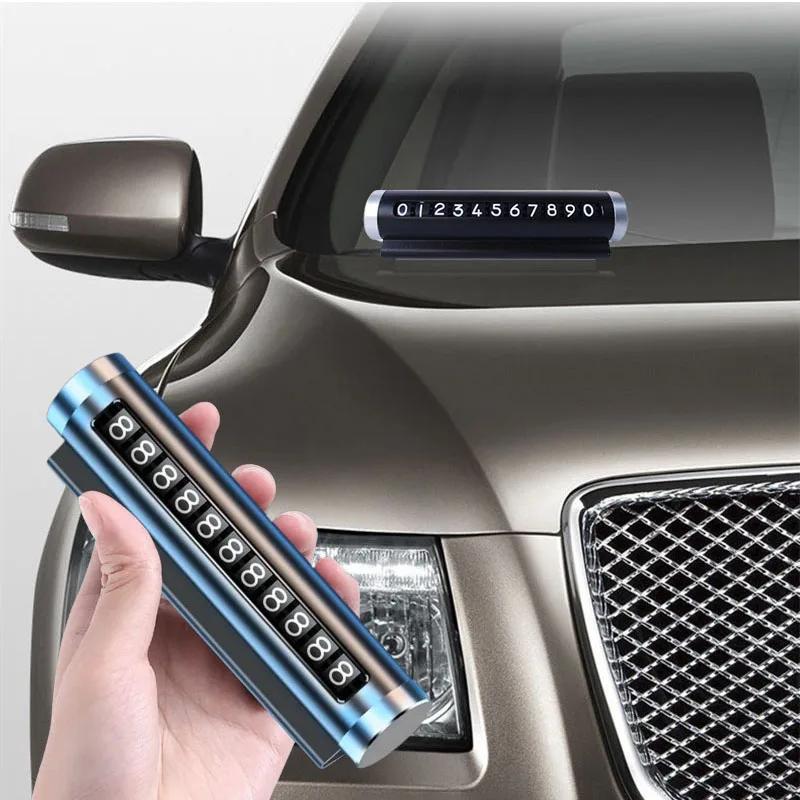 1/2/3pcs Metal Car Temporary Parking Card Universal Rotate Phone Number Plate Stickers Park Stop In Car-Styling Auto Accessories