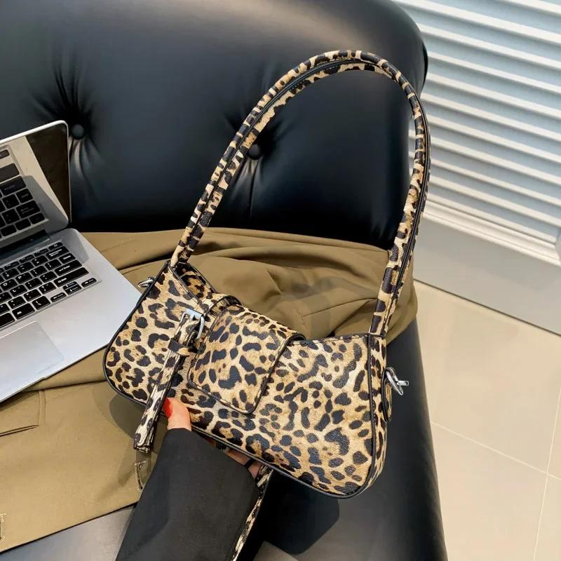 Кожаная сумка для женщин сумка через подмышку Французская палка леопардовый клатч сумка через плечо высококачественные сумки через плечо