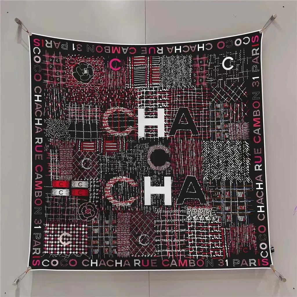 VREOVOR New 90cm × 90cm Large Square Scarf Handmade Desktop Printing Machine Right Angle Curled Edge Twill Silk Fashion Trends