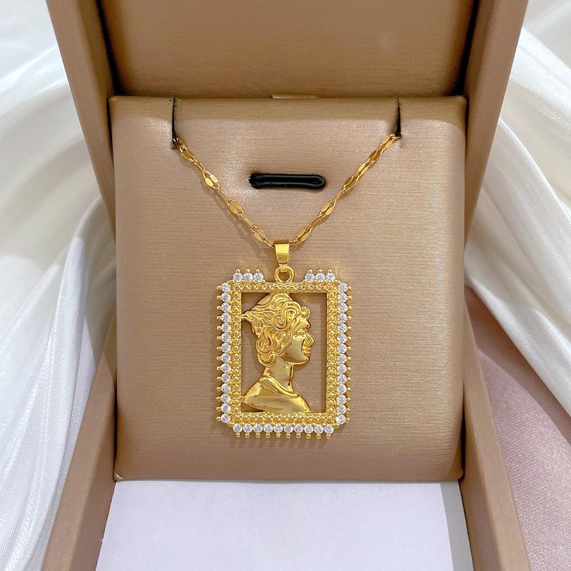 Тяжелая промышленность Преувеличенное микро-инкрустированное гальваническое покрытие из настоящего золота Ожерелье Женская цепочка на ключицу с бусинами для переноса и украшениями