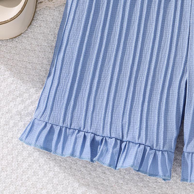 Комбинезоны для девочек, летняя детская одежда, модный синий комбинезон с подтяжками в полоску, шорты для детей 4, 5, 6, 7 лет