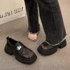 Платформа Британский стиль маленькие кожаные туфли женские 2025 новая весна и осень зима лоферы туфли на одной педали Мэри Джейн женские туфли