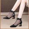 Женская мода серые сетчатые дышащие туфли на квадратном каблуке весна и лето botas femininas женские повседневные черные туфли на каблуке для вечеринок ba152