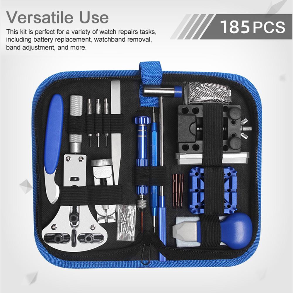 185 шт. набор инструментов для ремонта часов, набор для обслуживания часов, открывалка для задней крышки часов, замена батареи
