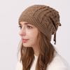 Women's Winter Plus Plush Baotou Moon Hat Knitted Wool Warmth Cold Proof Ear Protection Pile Hat