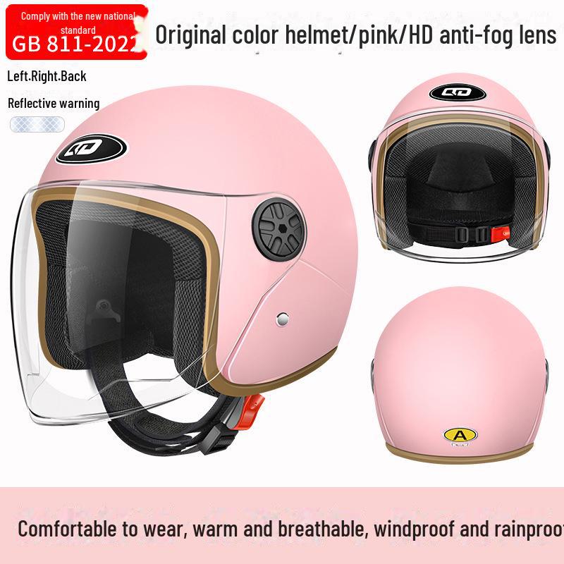 3C Certified Electric Bike & Motorcycle Helmet with Double Windshield - All-Season, Warm Safety Half Helmet