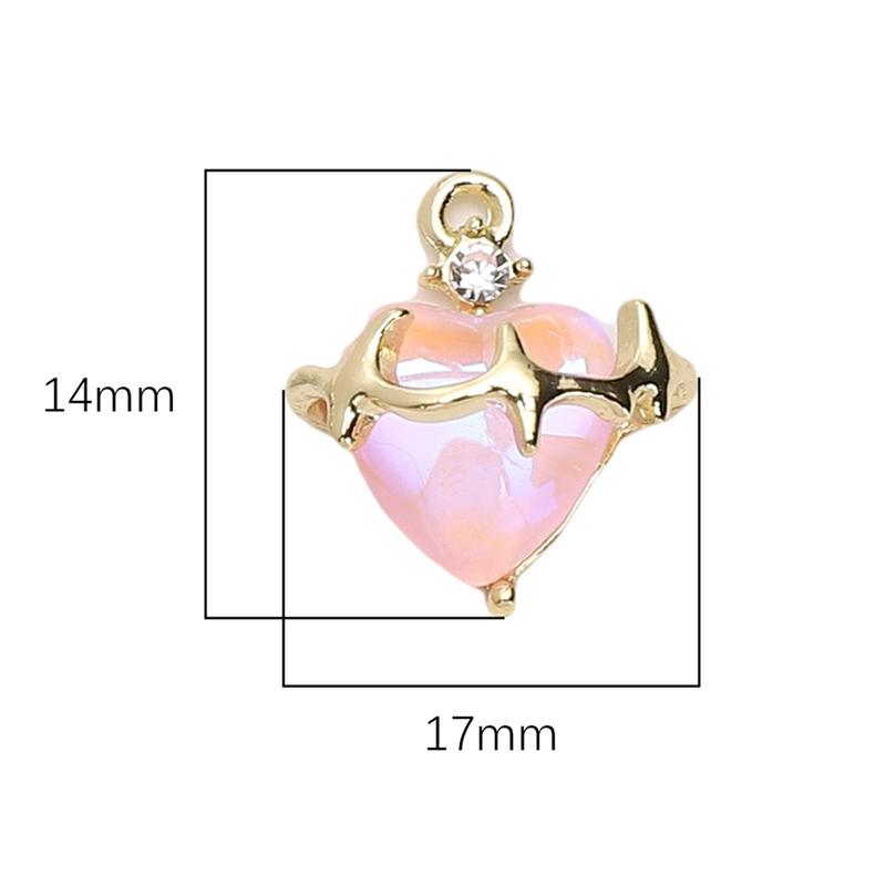 Радужные стеклянные и металлические шармы в форме сердца для изготовления украшений своими руками