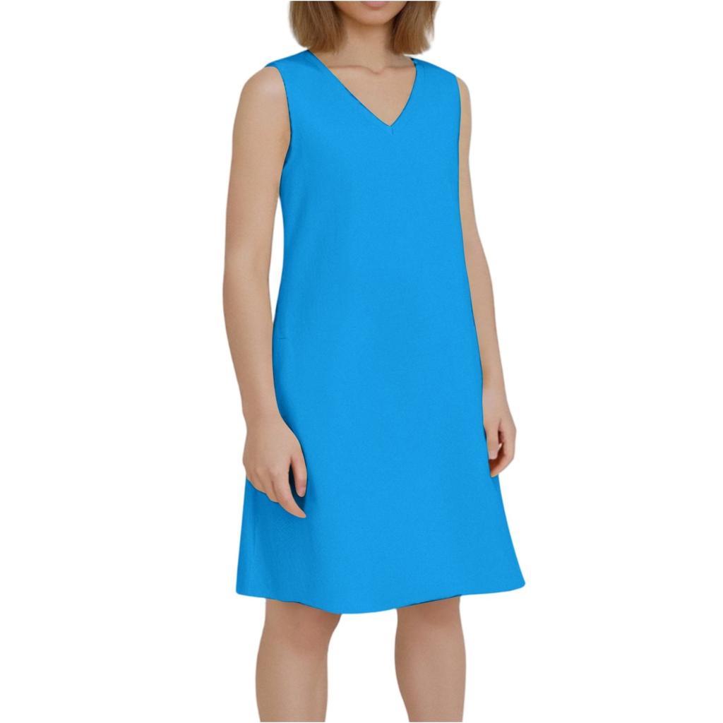 Женские платья однотонные винтажные хлопковые платья-жилетки без рукавов с V-образным вырезом