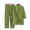 2024 European & American Women's Autumn Cotton-Linen Commuter Suit: Loose Jacket & Pants Set
