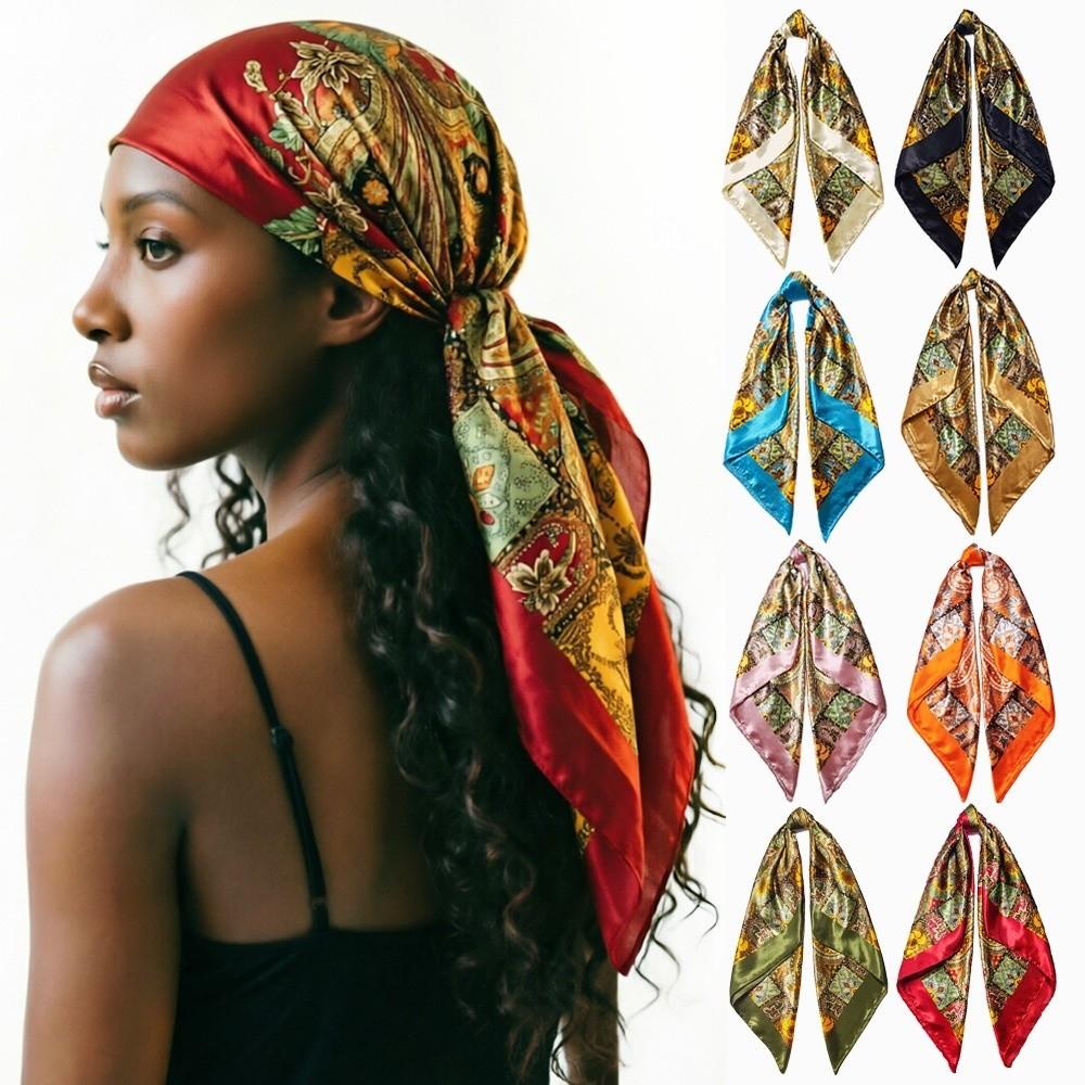 Bohemian Printed Women's Scarf 90x90cm Neckerchief Hijab Fashion Muslim Headscarf Hair Wrap