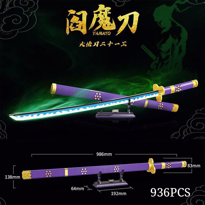 Demon Slayer Onemoc Piece Katana Luminous Sword Building Blocks Diy Model Educational Toy Assembly Weapon Toy Brick For Children