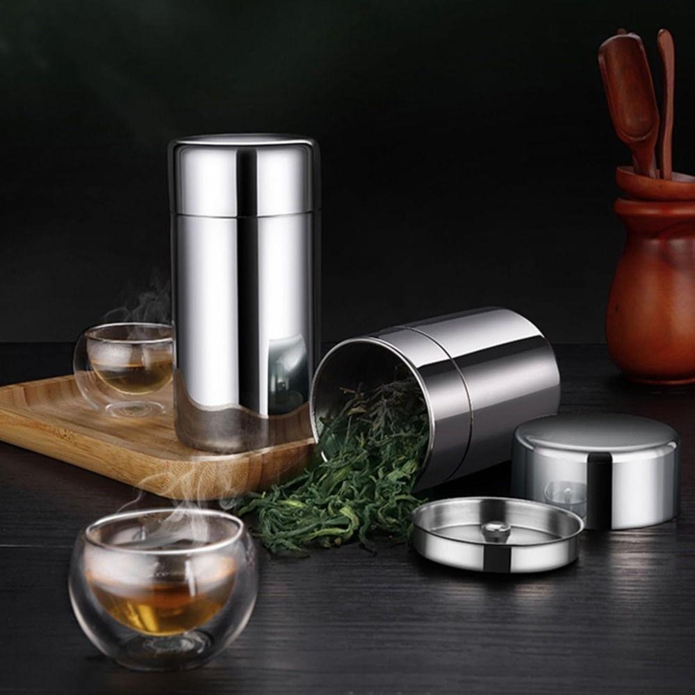Airtight Seal Stainless Steel Tea Canister Stainless Steel Food Sealed Containers Loose Tea