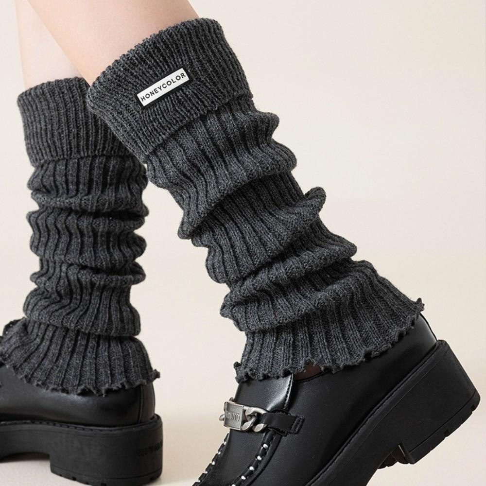 Однотонные носки до середины икры, утолщенные носки средней длины, новые гетры, осень и зима