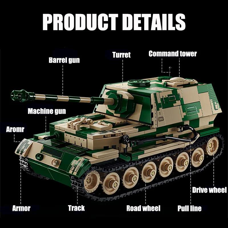 Вторая Мировая Война Военные Армейские Солдаты Вторая Мировая Война Jagdpanzer Tiger/P Истребитель танков Строительные Блоки Кирпичики Детская DIY Игрушка Рождественский Подарок
