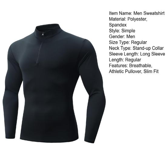 Yousheng Мужской свитшот на молнии до четверти, воротник-стойка, приталенный пуловер, длинный рукав, спортивный топ для мышц, тренировочный свитшот для бега, спортзала, улицы