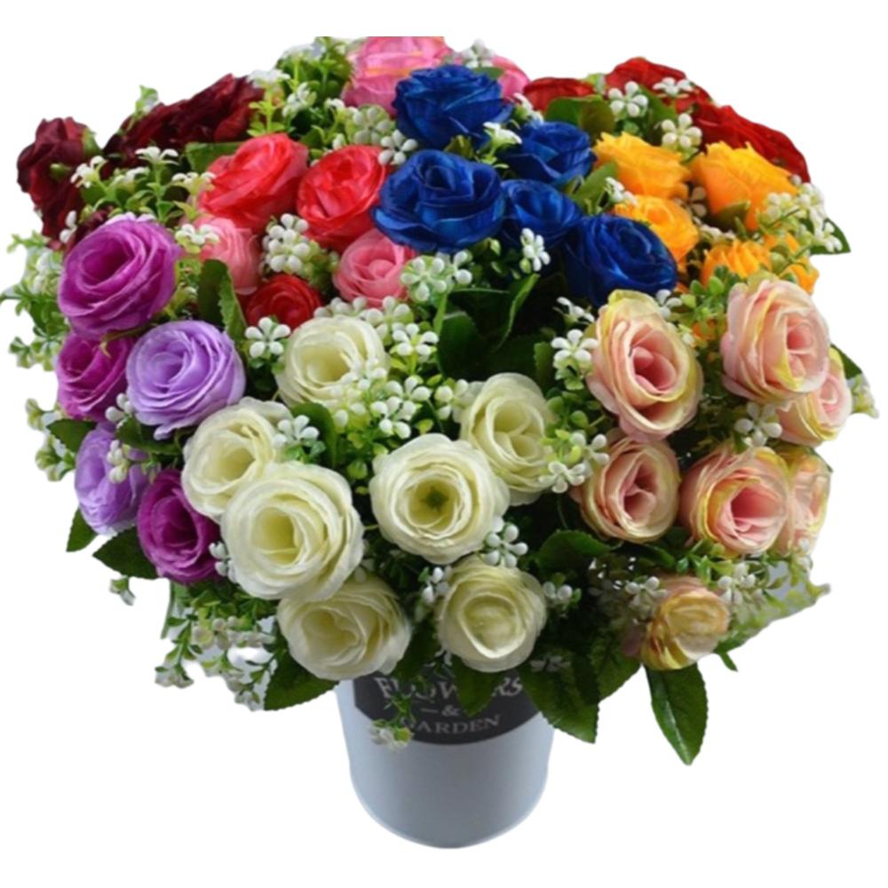 30CM Silk Rose Bouquet 7 Heads Fake Rose Flower Realistic Artificial Flowers Wedding Home Decor