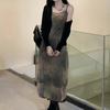 Vintage Tie Dye Print Mesh Dress Grunge Gothic Spaghetti Strap Midi Dress Korean Style Party Dress Fairycore Vestidos Summer New