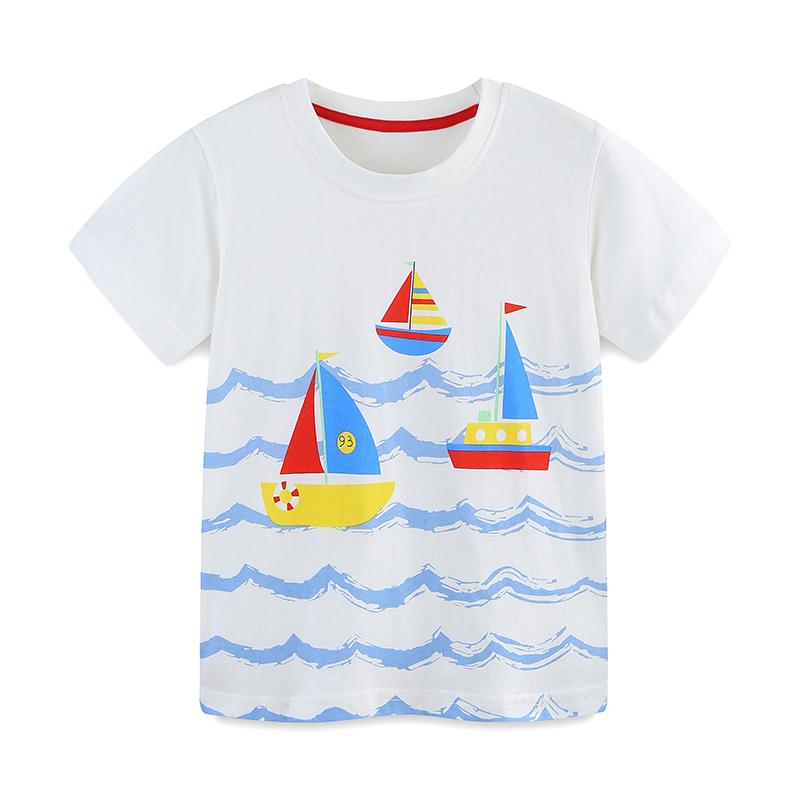 Little maven Children's Clothing 2026 New Summer Kids Clothes Korean Children's Clothes Cartoon Sailboat Baby Boys T-shirts