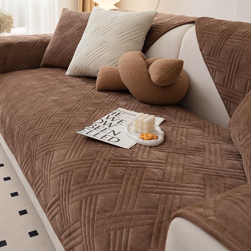 Winter Plush Sofa Cushion Crystal Velvet Four-season Universal Non-slip Seat Cushion Combination Sofa Cover Living Room