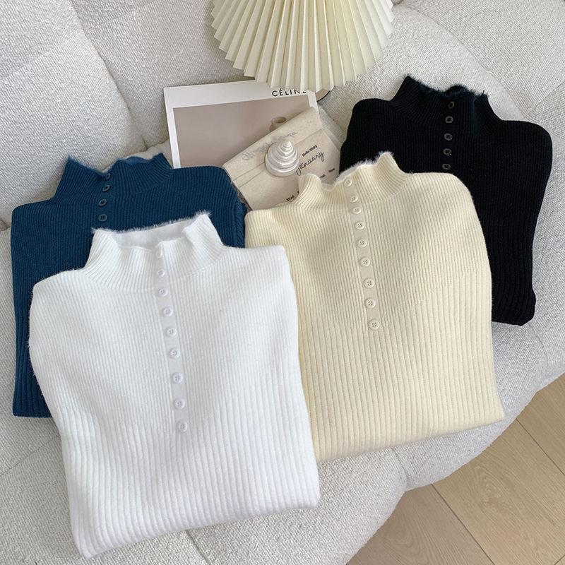 Трикотаж с полувысоким воротником, элегантные топы, женская мода, осень-зима, утолщенный внутренний свитер плюс флис, повседневный теплый пуловер