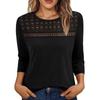 Women's Autumn Round Neck Top Lace Hollow Breathable Versatile Long Sleeve T-shirt
