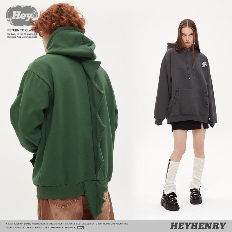 Унисекс-свитер с капюшоном HeyHenry Dinosaur - шикарный осенний плюшевый дизайн