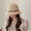 PU Leather Belt Women Sunscreen Hats Wide Brim Outdoor Straw Hats Korean Summer Bucket Hats  Beach
