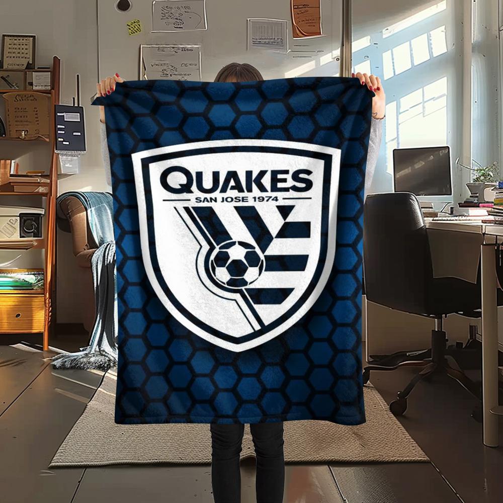 1Pc San Jose Earthquakes Print Flannel Blanket High Quality Warm Comfortable Cover for All Seasons Perfect for Gifts Home Decor