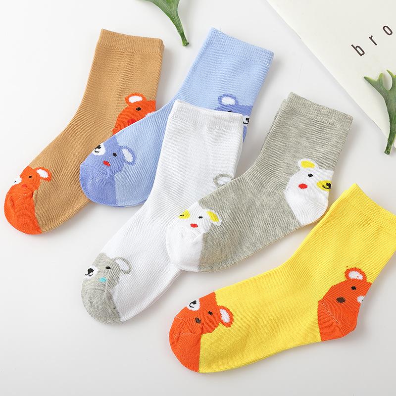 5 пар детских летних носков, дышащие сетчатые детские носки с милым медведем для мальчиков и девочек