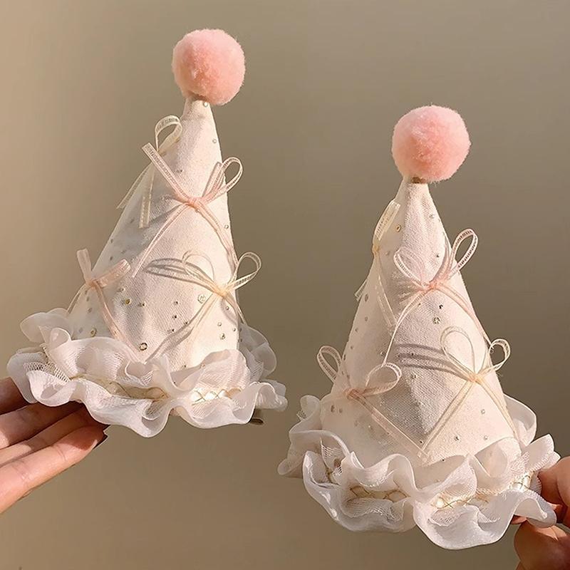 Милый бант помпон шляпа на день рождения заколки для волос головной убор для милой девочки аксессуары для волос для вечеринки реквизит для детской фотографии