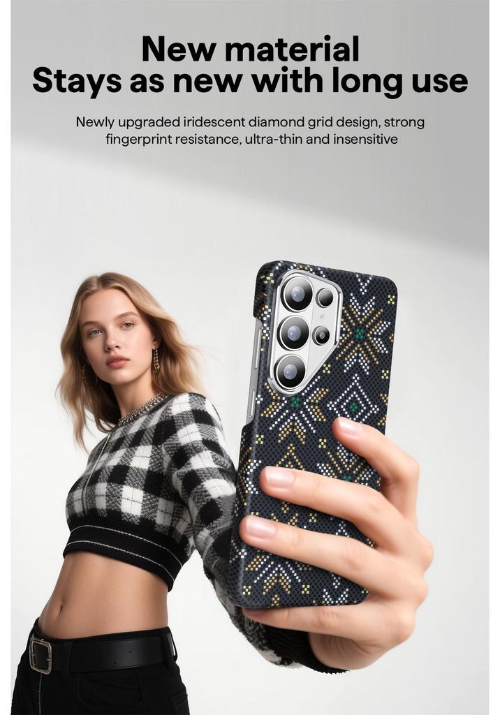 Чехол для Samsung Galaxy S26 Ultra: Текстура кевлара, Магнитное крепление, Ударопрочная конструкция