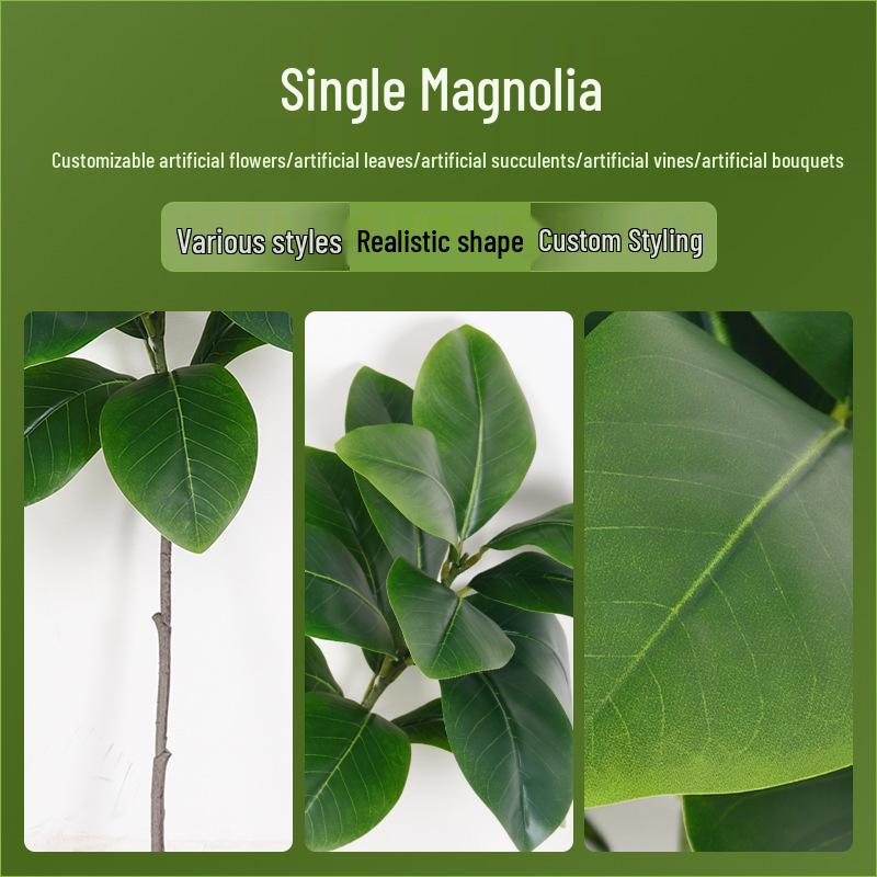 Artificial Magnolia & Rubber Fig Branches - Decorative Green Plant for Indoor Displays