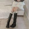 Gray Ballet Scrunched Over-the-Knee Socks for Women - Spring/Autumn Calf-Length with Miu Style Label