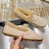 Fashion Winter Fur Moccasins Woman Mink Hair Flats Cow Suede Leather Shoes Ladies Slip On Walking Loafers Plush Cotton Mocasines Mujer