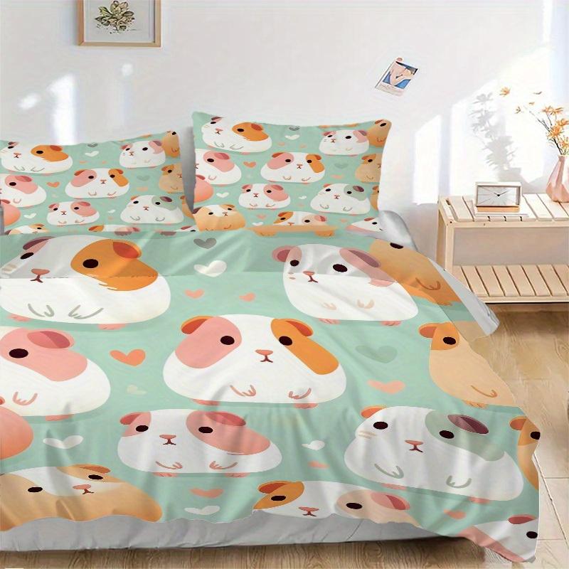 3pcs Guinea Pig Bedding Set, Suitable for Bedroom Decoration, (Includes 1 Duvet Cover And 2 Pillowcases, Quilt Not Included) yy250822148