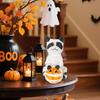 Resin Spooky Mummy Cat Figurine Halloween Decor Holding Pumpkin Sculpture Indoor Home Table Bookshelf Ornament Holiday Display